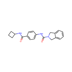 O=C(NC1CCC1)c1ccc(NC(=O)N2Cc3ccccc3C2)cc1 ZINC000166584346