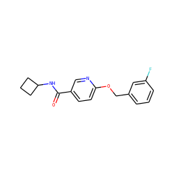 O=C(NC1CCC1)c1ccc(OCc2cccc(F)c2)nc1 ZINC000095578350