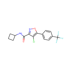 O=C(NC1CCC1)c1noc(-c2ccc(C(F)(F)F)cc2)c1Cl ZINC000066073988