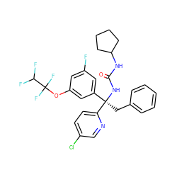 O=C(NC1CCCC1)N[C@](Cc1ccccc1)(c1cc(F)cc(OC(F)(F)C(F)F)c1)c1ccc(Cl)cn1 ZINC000095556109