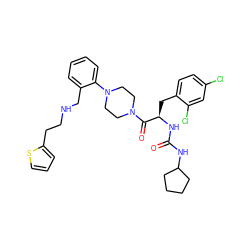 O=C(NC1CCCC1)N[C@H](Cc1ccc(Cl)cc1Cl)C(=O)N1CCN(c2ccccc2CNCCc2cccs2)CC1 ZINC000028522280