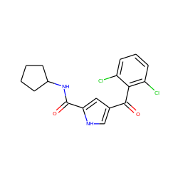 O=C(NC1CCCC1)c1cc(C(=O)c2c(Cl)cccc2Cl)c[nH]1 ZINC000001406369