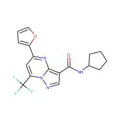 O=C(NC1CCCC1)c1cnn2c(C(F)(F)F)cc(-c3ccco3)nc12 ZINC000000994460