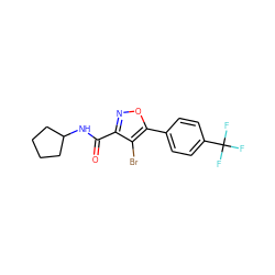 O=C(NC1CCCC1)c1noc(-c2ccc(C(F)(F)F)cc2)c1Br ZINC000043202836