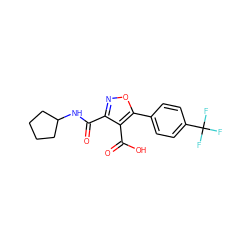 O=C(NC1CCCC1)c1noc(-c2ccc(C(F)(F)F)cc2)c1C(=O)O ZINC000072177985