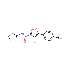 O=C(NC1CCCC1)c1noc(-c2ccc(C(F)(F)F)cc2)c1Cl ZINC000043202835