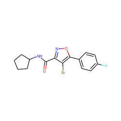 O=C(NC1CCCC1)c1noc(-c2ccc(F)cc2)c1Br ZINC000066073749