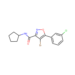 O=C(NC1CCCC1)c1noc(-c2cccc(Cl)c2)c1Br ZINC000066074030