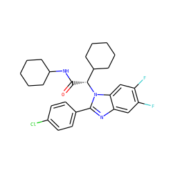 O=C(NC1CCCCC1)[C@H](C1CCCCC1)n1c(-c2ccc(Cl)cc2)nc2cc(F)c(F)cc21 ZINC000066073849