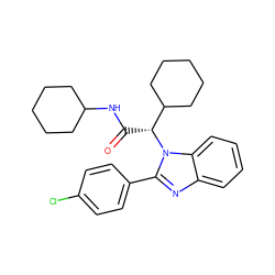 O=C(NC1CCCCC1)[C@H](C1CCCCC1)n1c(-c2ccc(Cl)cc2)nc2ccccc21 ZINC000058633048