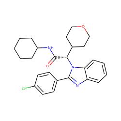 O=C(NC1CCCCC1)[C@H](C1CCOCC1)n1c(-c2ccc(Cl)cc2)nc2ccccc21 ZINC000066252588