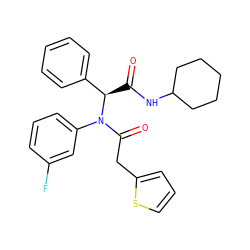 O=C(NC1CCCCC1)[C@H](c1ccccc1)N(C(=O)Cc1cccs1)c1cccc(F)c1 ZINC000095575734