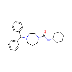 O=C(NC1CCCCC1)N1CCCN(C(c2ccccc2)c2ccccc2)CC1 ZINC000049051895