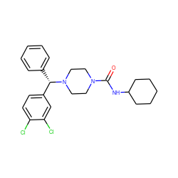 O=C(NC1CCCCC1)N1CCN([C@@H](c2ccccc2)c2ccc(Cl)c(Cl)c2)CC1 ZINC000049111687