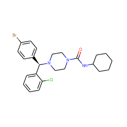 O=C(NC1CCCCC1)N1CCN([C@H](c2ccc(Br)cc2)c2ccccc2Cl)CC1 ZINC000040874262