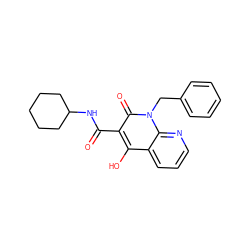 O=C(NC1CCCCC1)c1c(O)c2cccnc2n(Cc2ccccc2)c1=O ZINC000101505295