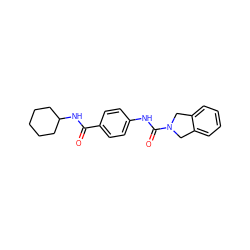 O=C(NC1CCCCC1)c1ccc(NC(=O)N2Cc3ccccc3C2)cc1 ZINC000106323301