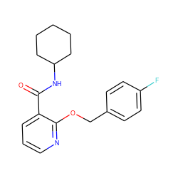 O=C(NC1CCCCC1)c1cccnc1OCc1ccc(F)cc1 ZINC000084619337