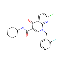 O=C(NC1CCCCC1)c1cn(Cc2ccccc2F)c2nc(Cl)ccc2c1=O ZINC000035050286