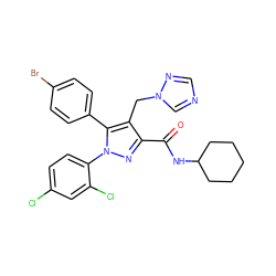 O=C(NC1CCCCC1)c1nn(-c2ccc(Cl)cc2Cl)c(-c2ccc(Br)cc2)c1Cn1cncn1 ZINC000049762013