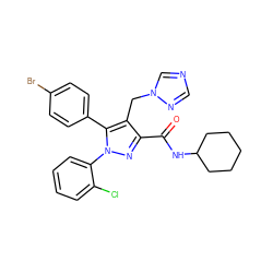 O=C(NC1CCCCC1)c1nn(-c2ccccc2Cl)c(-c2ccc(Br)cc2)c1Cn1cncn1 ZINC000049767181