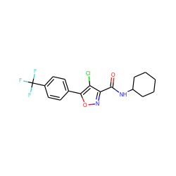 O=C(NC1CCCCC1)c1noc(-c2ccc(C(F)(F)F)cc2)c1Cl ZINC000066073989