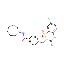 O=C(NC1CCCCCC1)c1ccc(CN2C(=O)Nc3ccc(Cl)cc3S2(=O)=O)cc1 ZINC000084635550