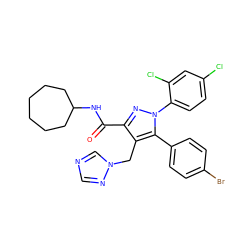 O=C(NC1CCCCCC1)c1nn(-c2ccc(Cl)cc2Cl)c(-c2ccc(Br)cc2)c1Cn1cncn1 ZINC000049766557