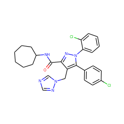 O=C(NC1CCCCCC1)c1nn(-c2ccccc2Cl)c(-c2ccc(Cl)cc2)c1Cn1cncn1 ZINC000045374887