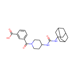 O=C(NC1CCN(C(=O)c2cccc(C(=O)O)c2)CC1)NC12CC3CC(CC(C3)C1)C2 ZINC000036330685