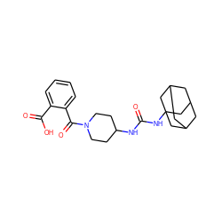 O=C(NC1CCN(C(=O)c2ccccc2C(=O)O)CC1)NC12CC3CC(CC(C3)C1)C2 ZINC000036330683