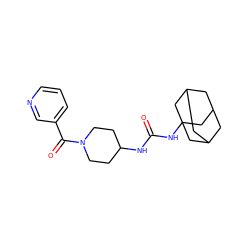 O=C(NC1CCN(C(=O)c2cccnc2)CC1)NC12CC3CC(CC(C3)C1)C2 ZINC000036330688