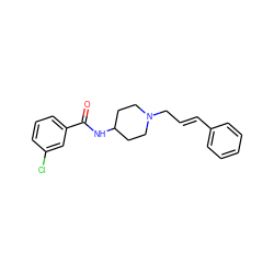 O=C(NC1CCN(C/C=C/c2ccccc2)CC1)c1cccc(Cl)c1 ZINC000028457854
