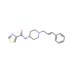 O=C(NC1CCN(C/C=C/c2ccccc2)CC1)c1cscn1 ZINC000028462617