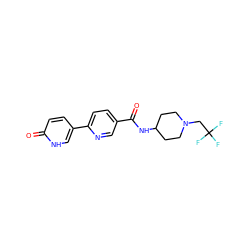 O=C(NC1CCN(CC(F)(F)F)CC1)c1ccc(-c2ccc(=O)[nH]c2)nc1 ZINC000299852228