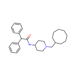 O=C(NC1CCN(CC2CCCCCCC2)CC1)C(c1ccccc1)c1ccccc1 ZINC000013862617