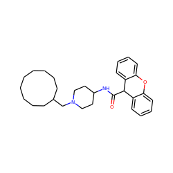 O=C(NC1CCN(CC2CCCCCCCCC2)CC1)C1c2ccccc2Oc2ccccc21 ZINC000013862614