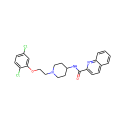 O=C(NC1CCN(CCOc2cc(Cl)ccc2Cl)CC1)c1ccc2ccccc2n1 ZINC000095572599
