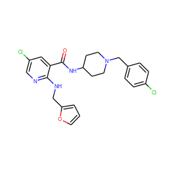 O=C(NC1CCN(Cc2ccc(Cl)cc2)CC1)c1cc(Cl)cnc1NCc1ccco1 ZINC000028523767