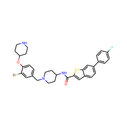 O=C(NC1CCN(Cc2ccc(OC3CCNCC3)c(Br)c2)CC1)c1cc2ccc(-c3ccc(F)cc3)cc2s1 ZINC001772618012