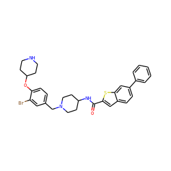 O=C(NC1CCN(Cc2ccc(OC3CCNCC3)c(Br)c2)CC1)c1cc2ccc(-c3ccccc3)cc2s1 ZINC001772575109