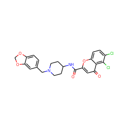 O=C(NC1CCN(Cc2ccc3c(c2)OCO3)CC1)c1cc(=O)c2c(Cl)c(Cl)ccc2o1 ZINC000095607748
