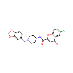 O=C(NC1CCN(Cc2ccc3c(c2)OCO3)CC1)c1cc(=O)c2cc(Cl)ccc2o1 ZINC000034661951