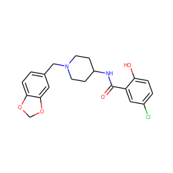 O=C(NC1CCN(Cc2ccc3c(c2)OCO3)CC1)c1cc(Cl)ccc1O ZINC000028526794