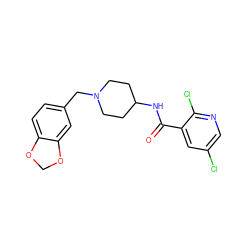 O=C(NC1CCN(Cc2ccc3c(c2)OCO3)CC1)c1cc(Cl)cnc1Cl ZINC000028526914