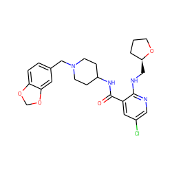 O=C(NC1CCN(Cc2ccc3c(c2)OCO3)CC1)c1cc(Cl)cnc1NC[C@H]1CCCO1 ZINC000028526310