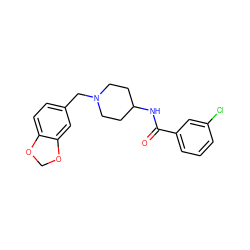 O=C(NC1CCN(Cc2ccc3c(c2)OCO3)CC1)c1cccc(Cl)c1 ZINC000028526792