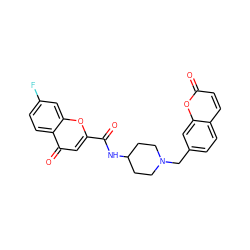 O=C(NC1CCN(Cc2ccc3ccc(=O)oc3c2)CC1)c1cc(=O)c2ccc(F)cc2o1 ZINC000035862053