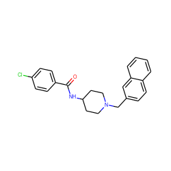 O=C(NC1CCN(Cc2ccc3ccccc3c2)CC1)c1ccc(Cl)cc1 ZINC000036351842