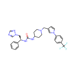 O=C(NC1CCN(Cc2ccn(-c3ccc(C(F)(F)F)cc3)c2)CC1)N[C@H](Cn1cncn1)c1ccccc1 ZINC000043120408